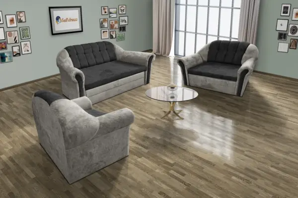 Alíz 3-2-1 ülőgarnitúra ónszürke és bivalyfekete színű vízlepergető szenzációs szövet - image 2