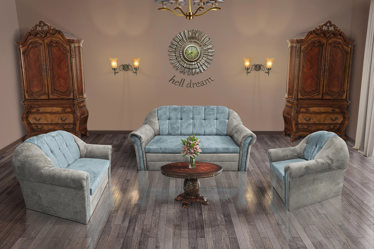 Alíz 3-2-1 ülőgarnitúra ónszürke és csukaszürke