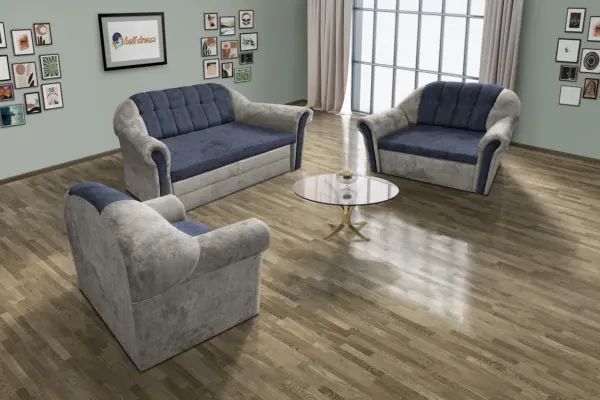 Alíz 3-2-1 ülőgarnitúra ónszürke és sötét palakék színű vízlepergető szenzációs szövet - image 2