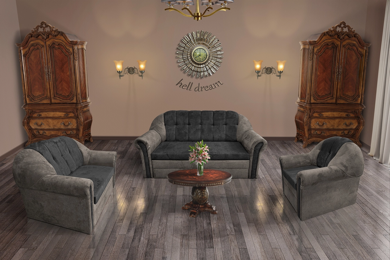 Alíz 3-2-1 ülőgarnitúra vakondszürke és bivalyfekete