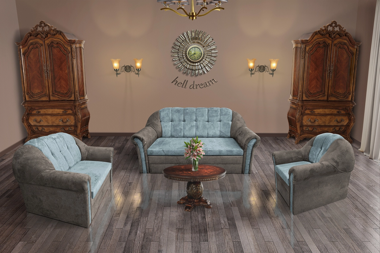 Alíz 3-2-1 ülőgarnitúra vakondszürke és csukaszürke