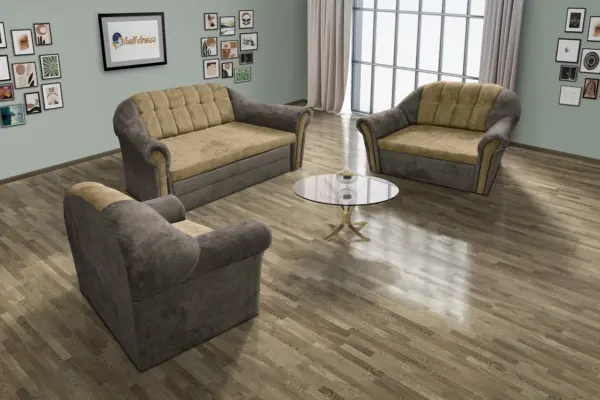 Alíz 3-2-1 ülőgarnitúra vakondszürke és sötét sivatagsárga színű vízlepergető szenzációs szövet - image 2