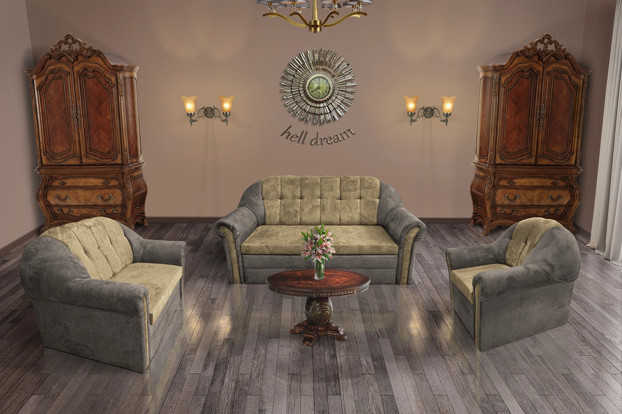 Alíz 3-2-1 ülőgarnitúra vakondszürke és sötét sivatagsárga