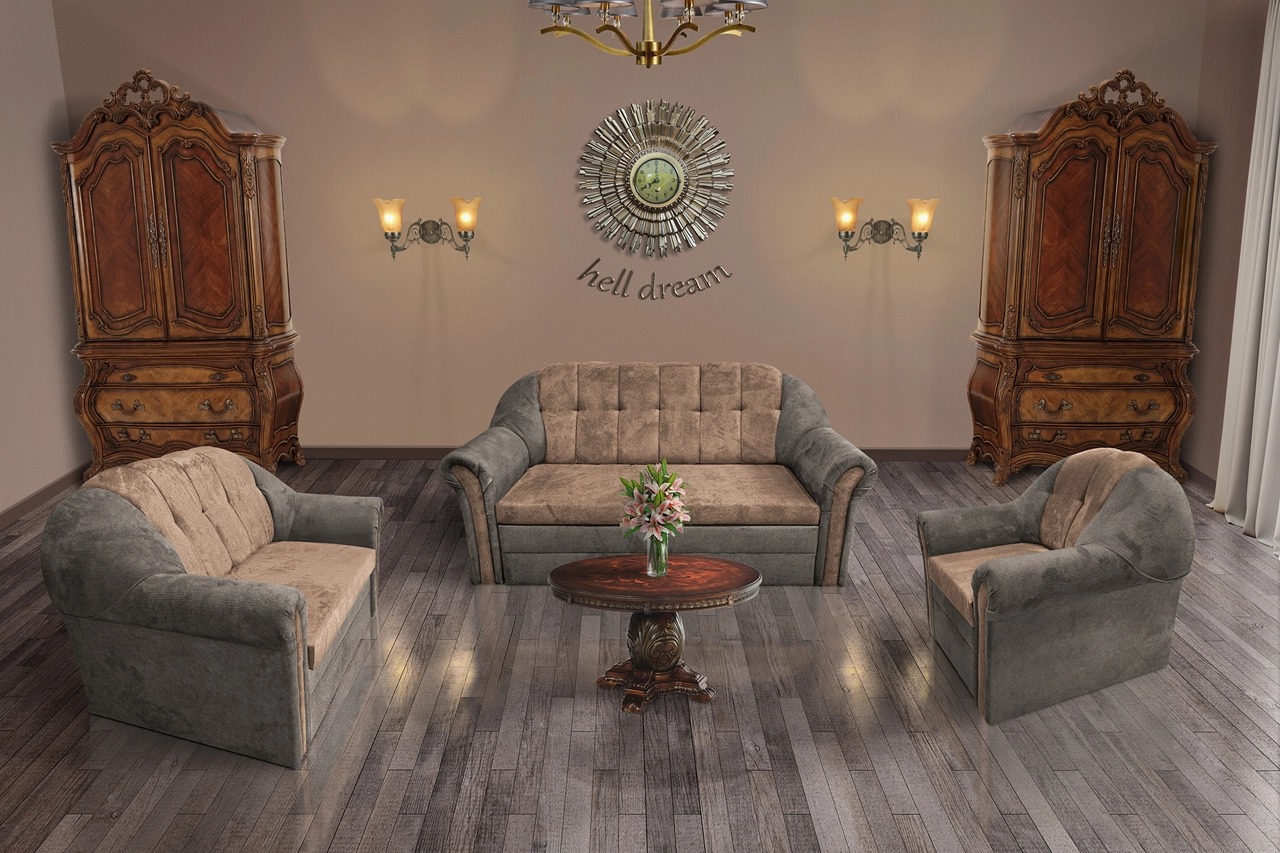 Alíz 3-2-1 ülőgarnitúra vakondszürke és világos datolyabarna