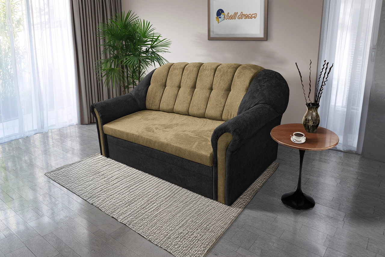 Alíz 3-as kanapé ágyazható bivalyfekete és sötét sivatagsárga