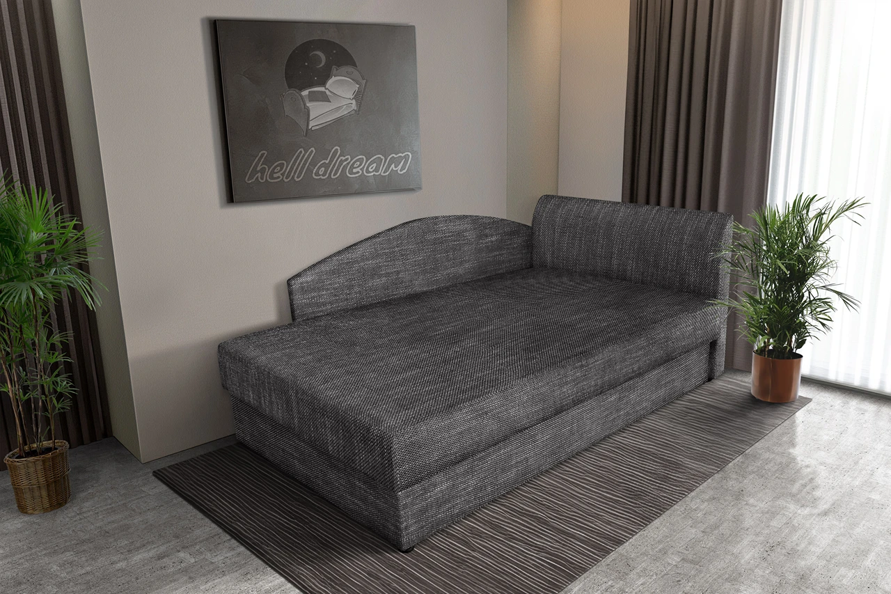 Barbi saroktámlás ágyneműtartós heverő sötét szürke