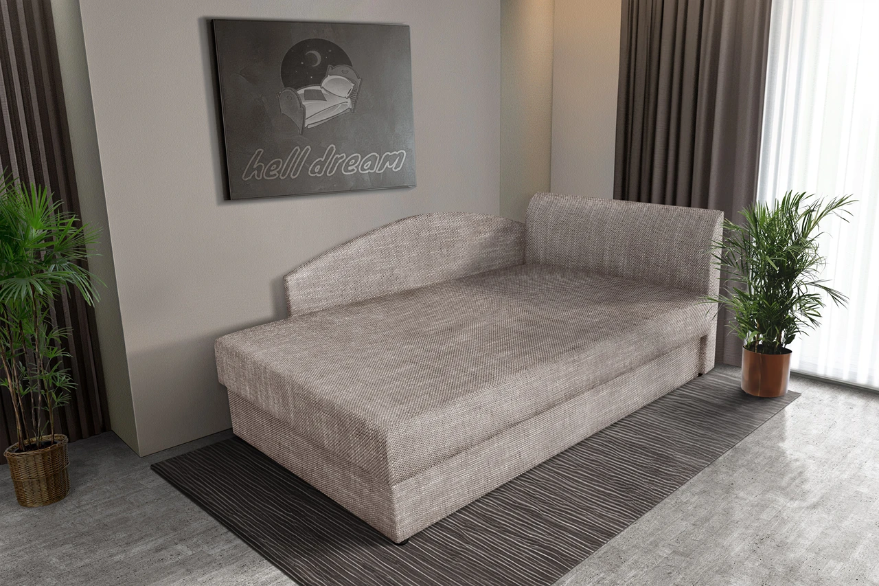 Barbi saroktámlás ágyneműtartós heverő világos barna