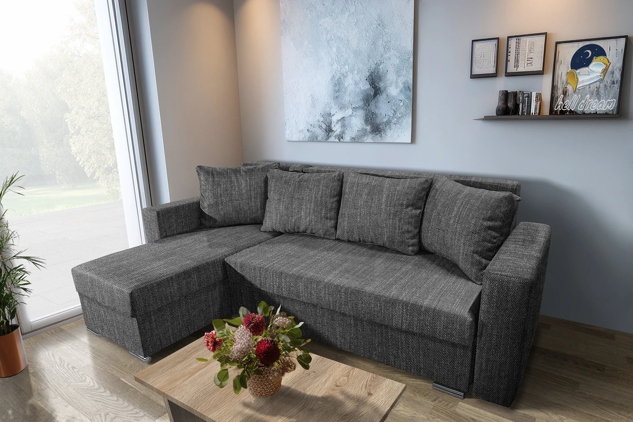 Baxi Gold ágyazható sarokülő sötét szürke zsákszövettel