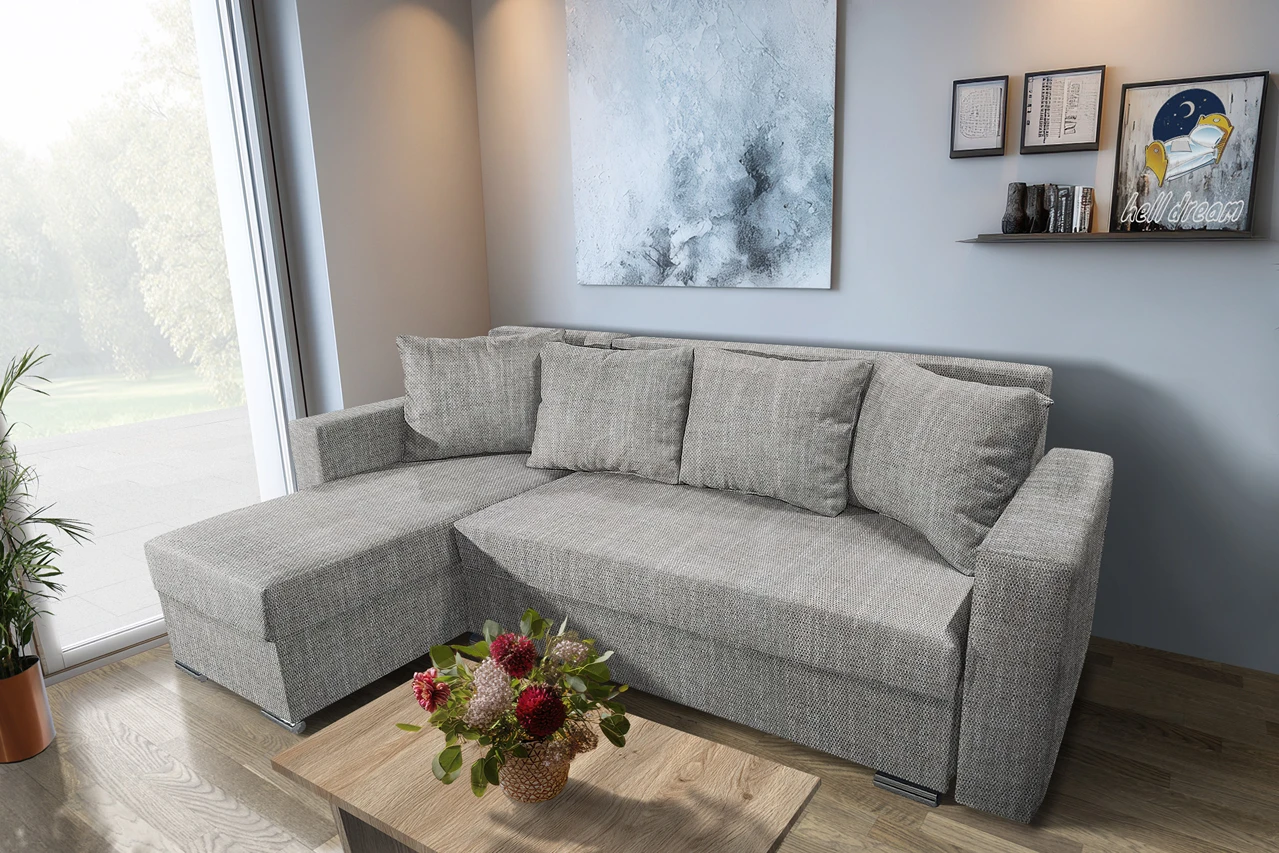 Baxi Gold ágyazható sarokülő világos szürke zsákszövet