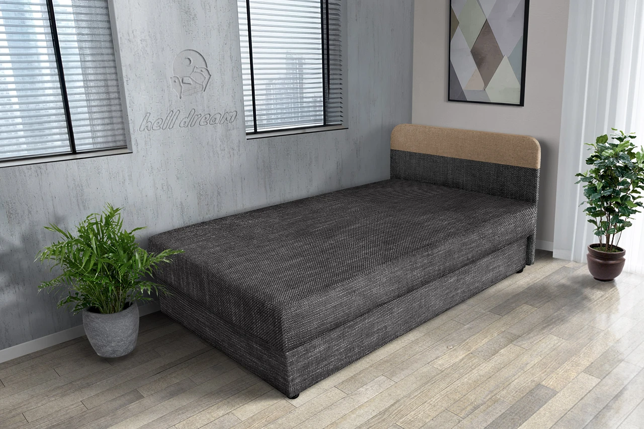 Gabi sötét szürke zsákszövetes ágyneműtartós heverő 90x200