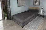 Gabi sötét szürke zsákszövetes ágyneműtartós heverő 90x200