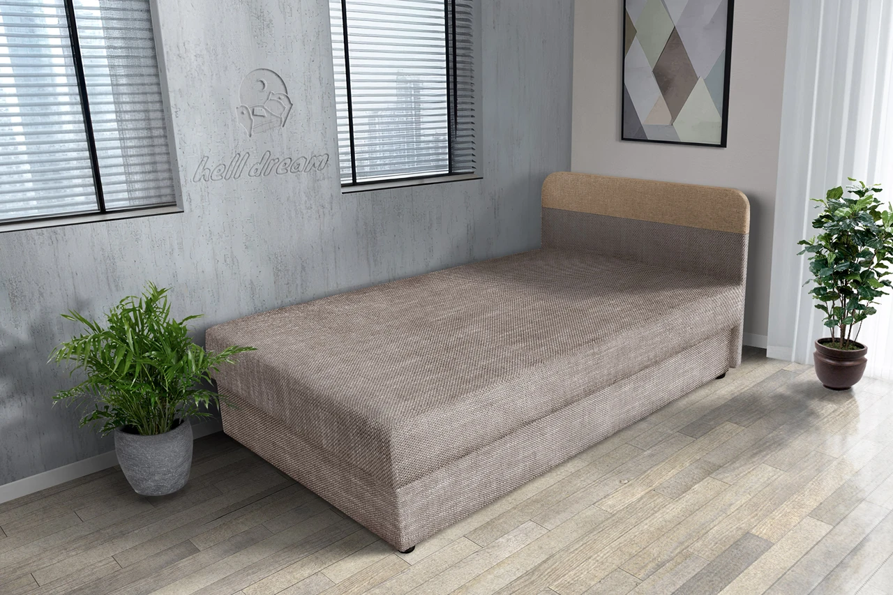 Gabi világos barna zsákszövetes ágyneműtartós heverő 90x200