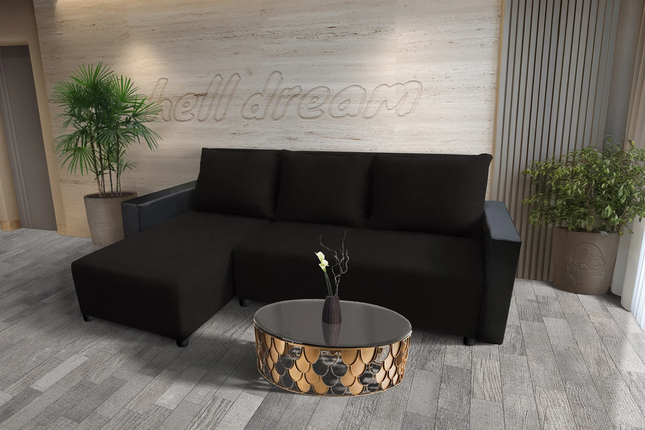 Lehel sarokkanapé remek fekete