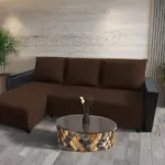 Lehel sarokkanapé remek sötét mahagóni szövettel