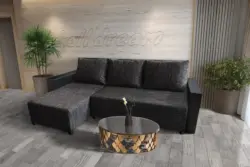 Lehel sarokkanapé remek sötét szürke zsákszövet szövettel