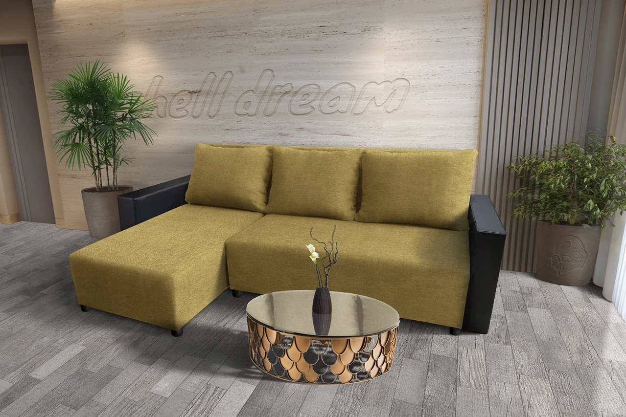 Lehel sarokkanapé remek száraz olíva szövettel