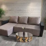 Lehel sarokkanapé remek világos barna zsákszövet szövettel