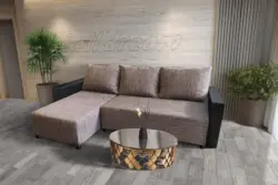 Lehel sarokkanapé remek világos barna zsákszövet szövettel