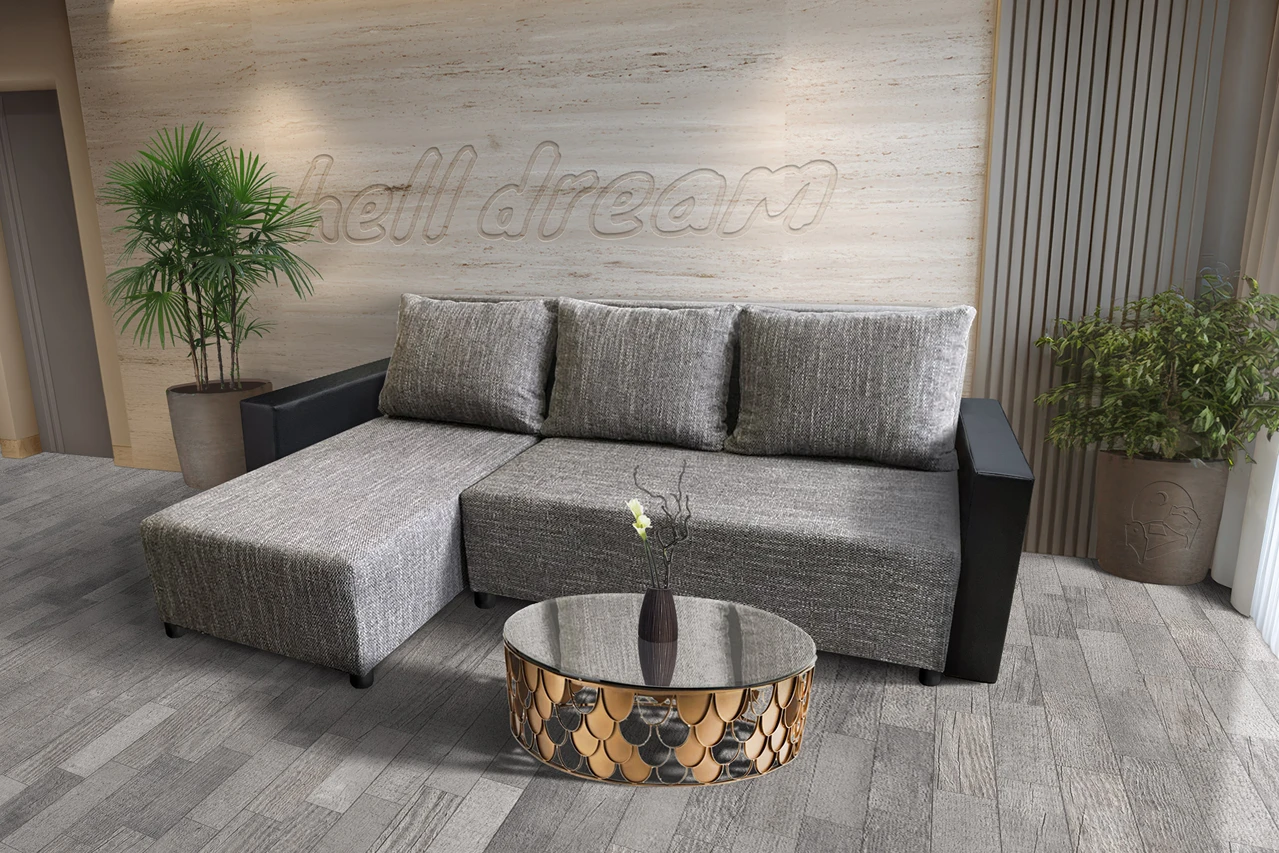 Lehel sarokkanapé remek világos szürke zsákszövettel