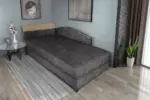 Maja ágyneműtartós saroktámlás heverő sötét szürke zsákszövet egyszemélyes ágy vonzó 2 változatban - Image 2