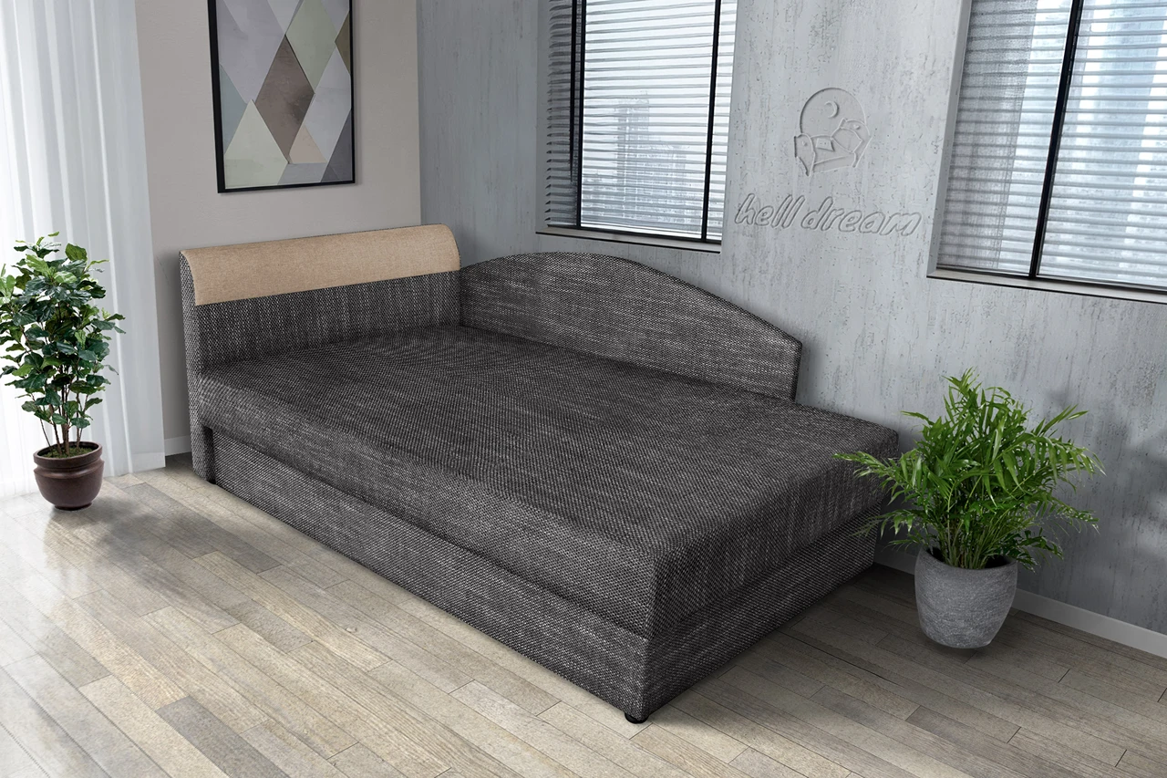 Maja ágyneműtartós saroktámlás heverő sötét szürke zsákszövet