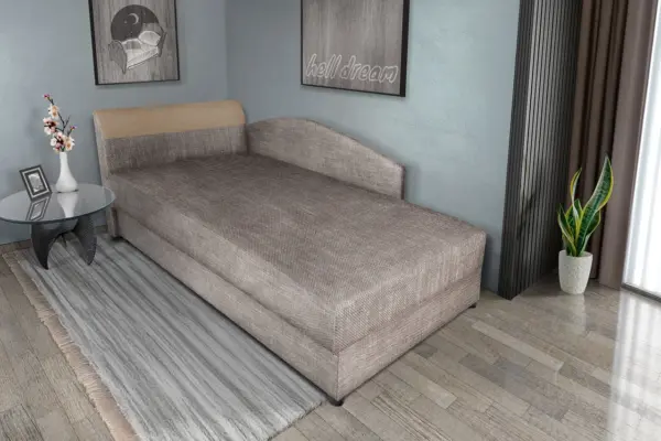 Maja ágyneműtartós saroktámlás heverő világos barna zsákszövet