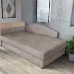 Maja ágyneműtartós saroktámlás heverő világos barna zsákszövet