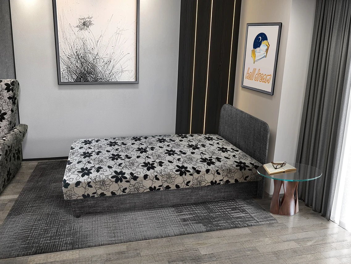 Virág hagyományos heverő sötét szürke zsákszövet