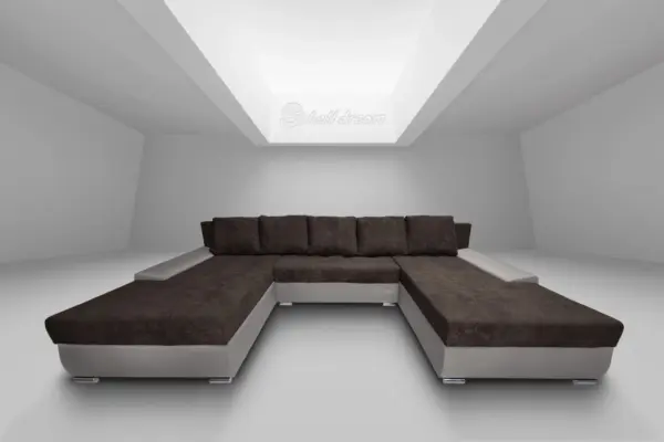 Wixy giga u alakú kanapé ezüst serlegszürke és mély mályvabarna színben 405 x 225 cm fantasztikus nagy fekvőfelülettel - image 2