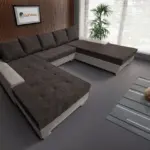 Wixy Giga u alakú kanapé ezüst serlegszürke és mély mályvabarna színben