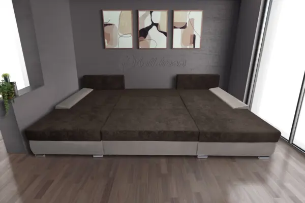 Wixy giga u alakú kanapé ezüst serlegszürke és mély mályvabarna színben 405 x 225 cm fantasztikus nagy fekvőfelülettel - image 3