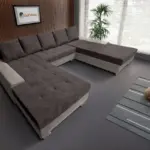 Wixy Giga u alakú kanapé ezüst serlegszürke és taupe szürke színben