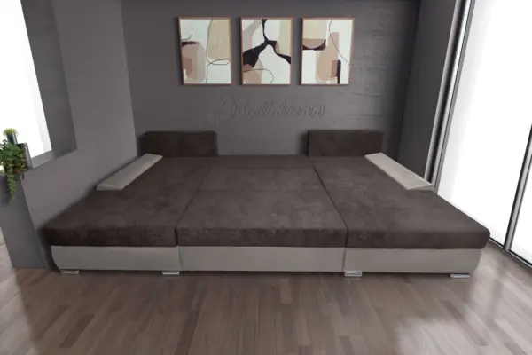 Wixy giga u alakú kanapé ezüst serlegszürke és taupe szürke színben 405 x 225 cm fantasztikus nagy fekvőfelülettel - image 3