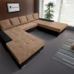 Wixy Giga u alakú kanapé fekete és halvány taupe színben