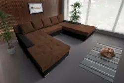 Wixy Giga u alakú kanapé fekete és havannabarna színben