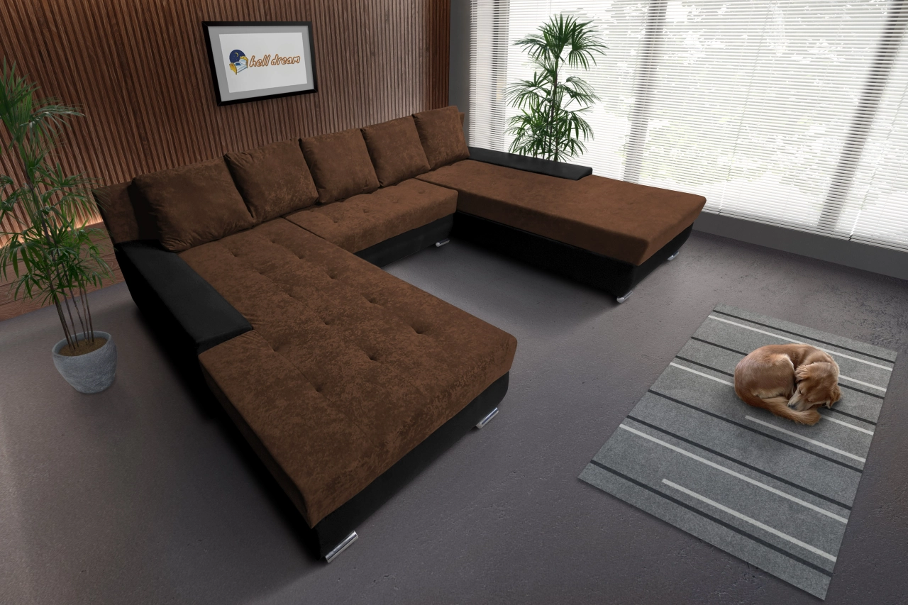 Wixy Giga u alakú kanapé fekete és havannabarna színben