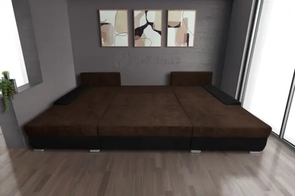 Wixy giga u alakú kanapé fekete és kóla színben 405 x 225 cm fantasztikus nagy fekvőfelülettel - image 3