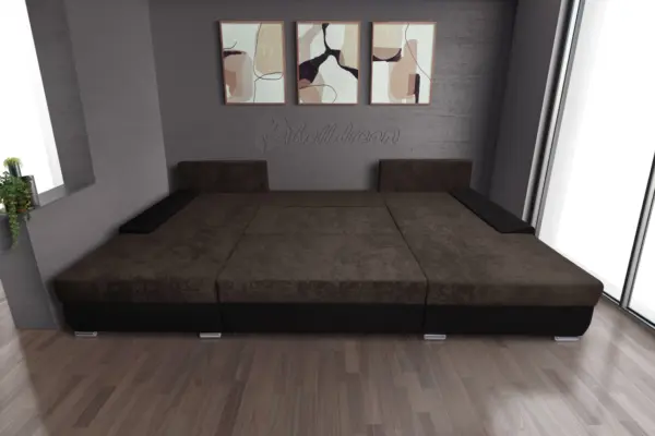 Wixy giga u alakú kanapé fekete és mély mályvabarna színben