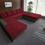 Wixy Giga u alakú kanapé kvarcszürke és antik rubintvörös színben