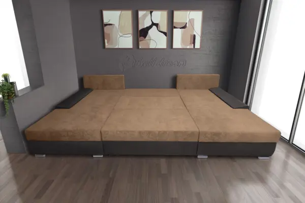 Wixy giga u alakú kanapé kvarcszürke és halvány taupe színben