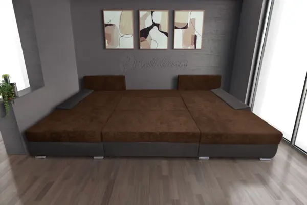 Wixy giga u alakú kanapé kvarcszürke és havannabarna színben