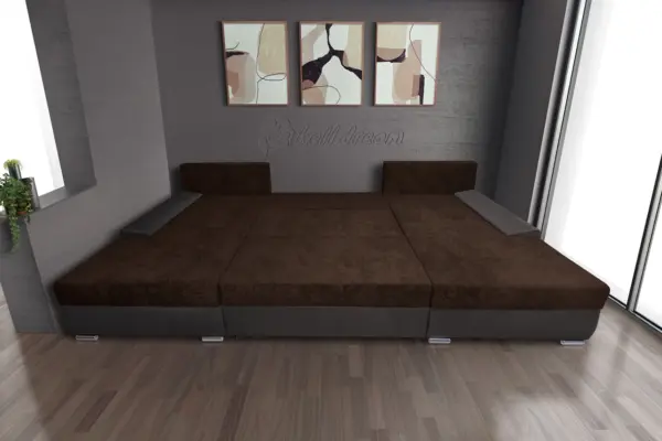 Wixy giga u alakú kanapé kvarcszürke és kóla színben 405 x 225 cm fantasztikus nagy fekvőfelülettel - image 3