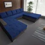 Wixy Giga u alakú kanapé kvarcszürke és mély búzavirágkék színben