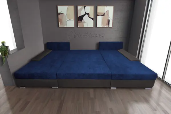 Wixy giga u alakú kanapé kvarcszürke és mély búzavirágkék színben