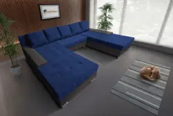 Wixy Giga u alakú kanapé kvarcszürke és mély búzavirágkék színben