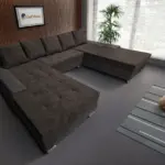 Wixy Giga u alakú kanapé kvarcszürke és mély mályvabarna színben