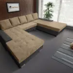 Wixy Giga u alakú kanapé kvarcszürke és szafarisárga színben