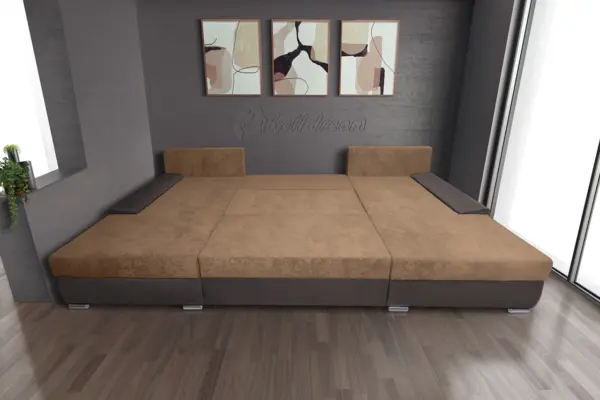 Wixy giga u alakú kanapé mély földszürke és halvány taupe színben