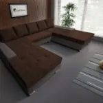 Wixy Giga u alakú kanapé mély földszürke és kóla színben