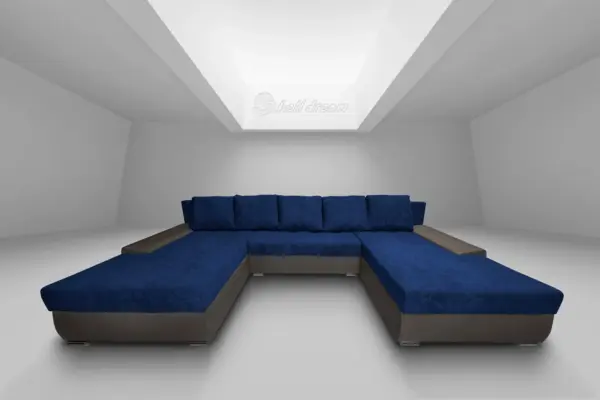 Wixy giga u alakú kanapé mély földszürke és mély búzavirágkék színben